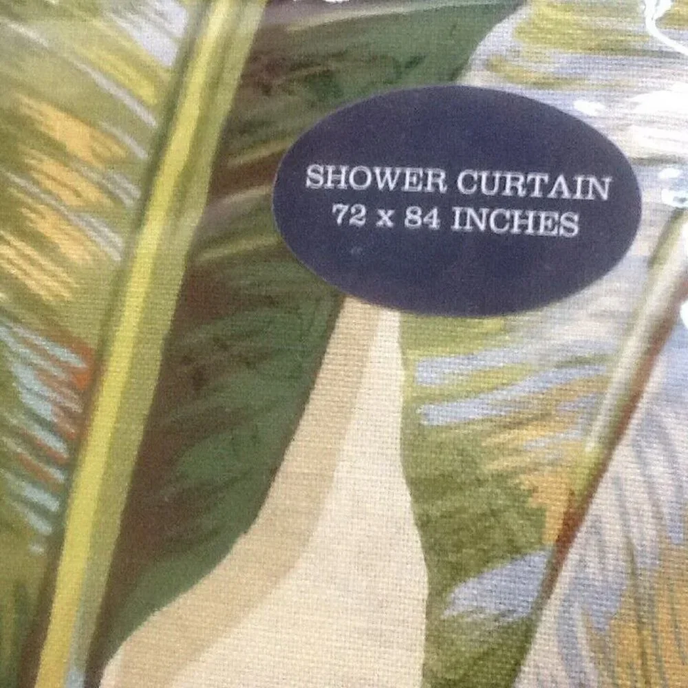 new Tommy Bahama GREEN LEAF PALMIERS 72 x 84 inch Extra Long Shower Curtain